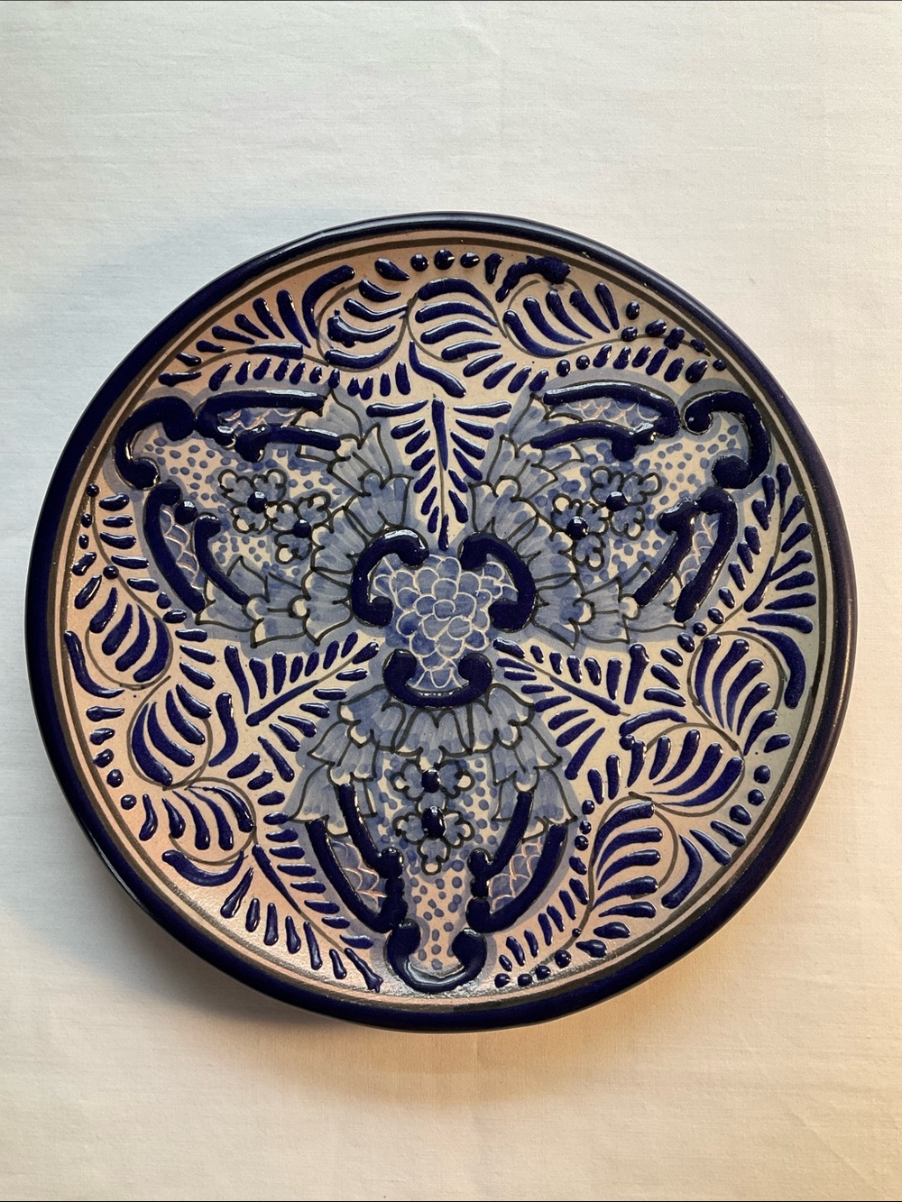 Vintage Talavera Mexican Pottery Wall Plate Folk Art